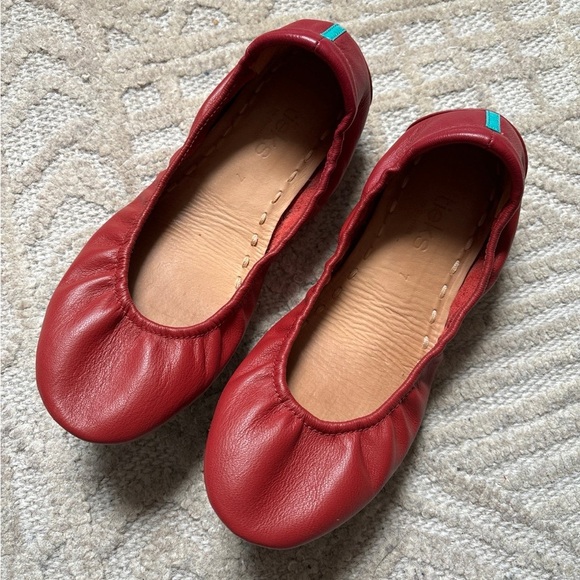 Tieks Red Leather Foldable Flats - Picture 4 of 10